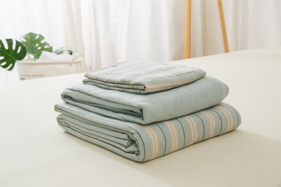 单品针织棉天竺棉床单 单品床单2.0*2.5米 混绿彩条