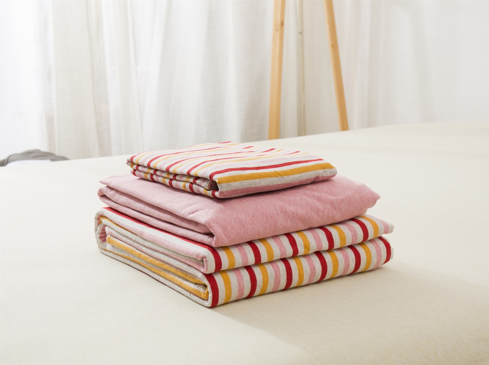 单品针织棉天竺棉床单 单品床单2.0*2.5米 橘红彩条