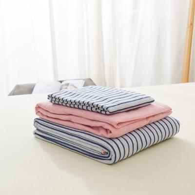 单品针织棉天竺棉床单 单品床单2.0*2.5米 蓝粉细条