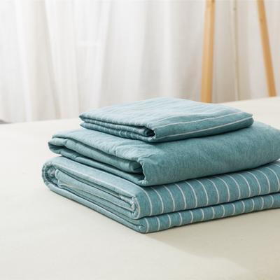单品针织棉天竺棉床单 单品床单2.0*2.5米 绿白细条