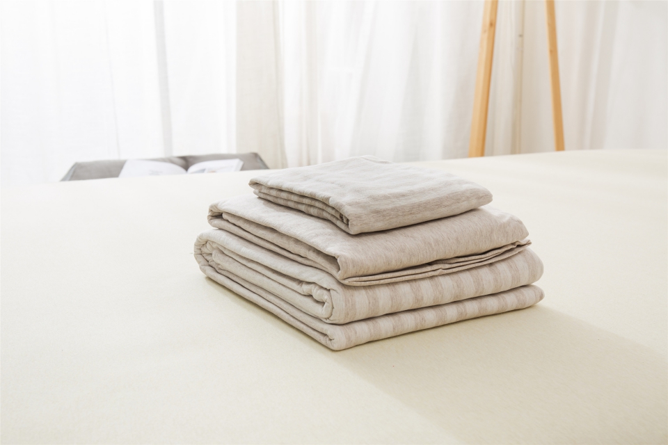 单品针织棉天竺棉床单 单品床单2.0*2.5米 浅咖中条