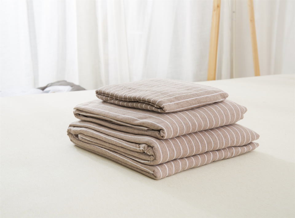 单品针织棉天竺棉床单 单品床单2.0*2.5米 浅棕细条