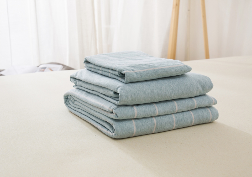 单品针织棉天竺棉床单 单品床单2.0*2.5米 水绿宽条
