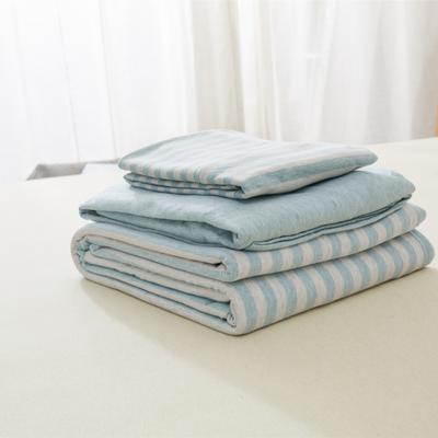 单品针织棉天竺棉床单 单品床单2.0*2.5米 水绿中条