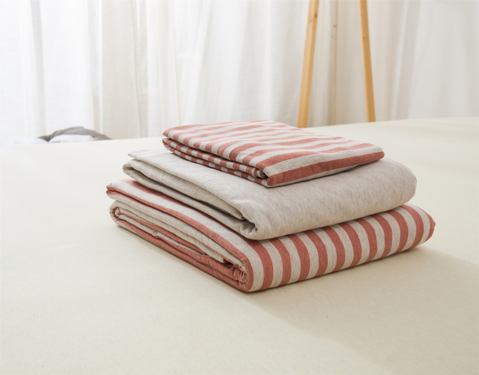 单品针织棉天竺棉床单 单品床单2.0*2.5米 棕红中条