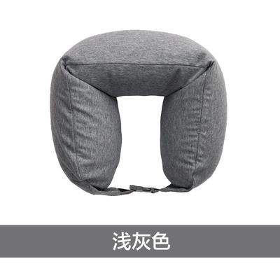 日式风U型枕护颈枕进口泡沫粒子（16.5*67） 浅灰色