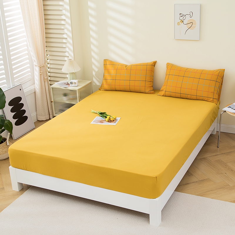 2023新款全棉色织水洗棉床单单品床单系列 240*250cm 黄色
