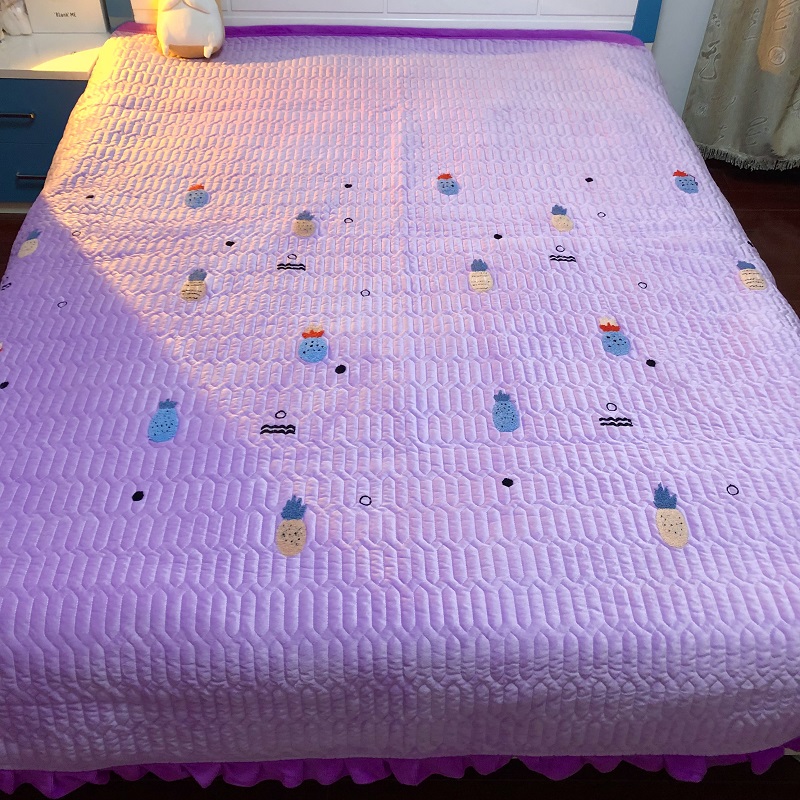 2021秋冬新款高克重加厚水晶绒盖毯床盖 200x230cm 菠萝-紫