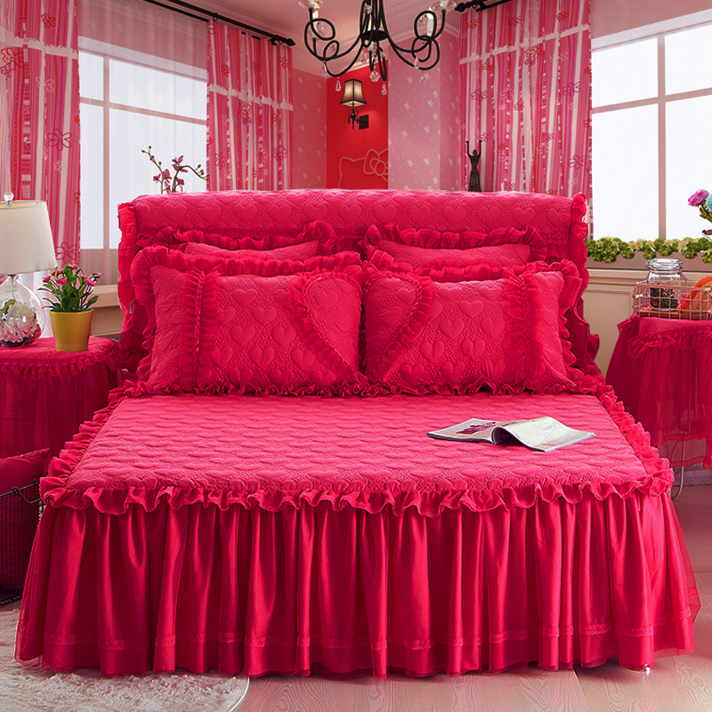 浪漫满屋系列 浪漫满屋床裙 150*200cm 玫红色