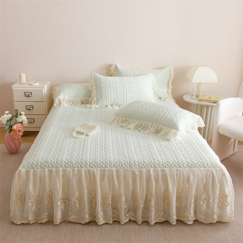 2026新款A类凉感丝乳胶凉席床裙三件套-春风里系列