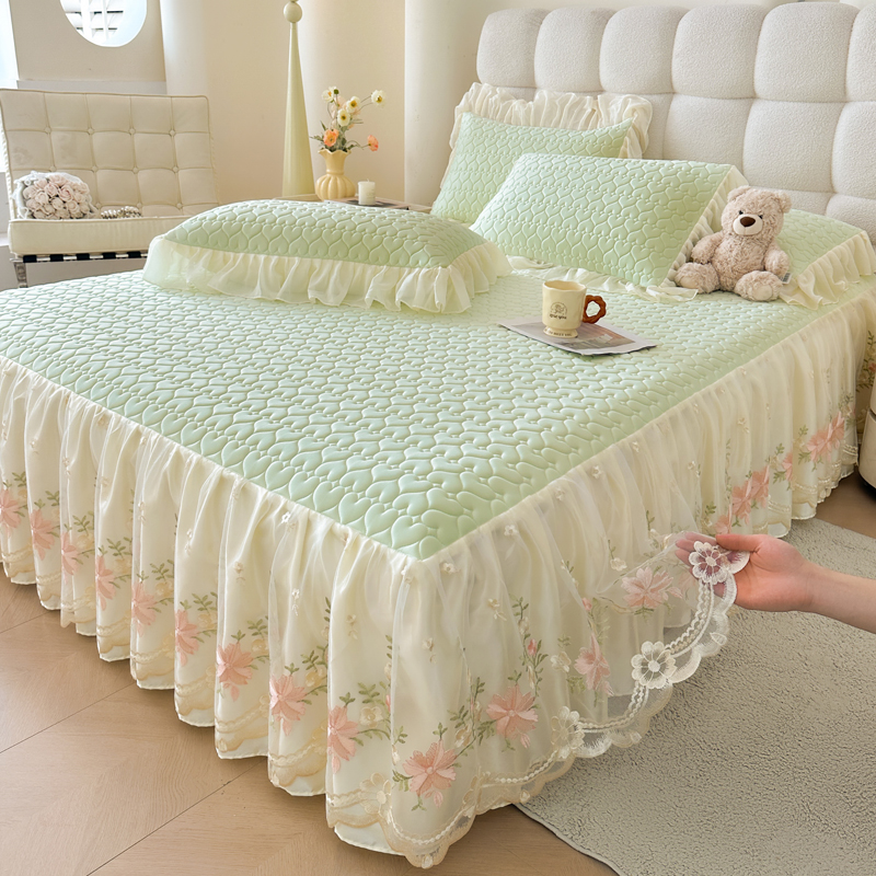 2026新款A类凉感丝乳胶凉席床裙三件套-心自在系列