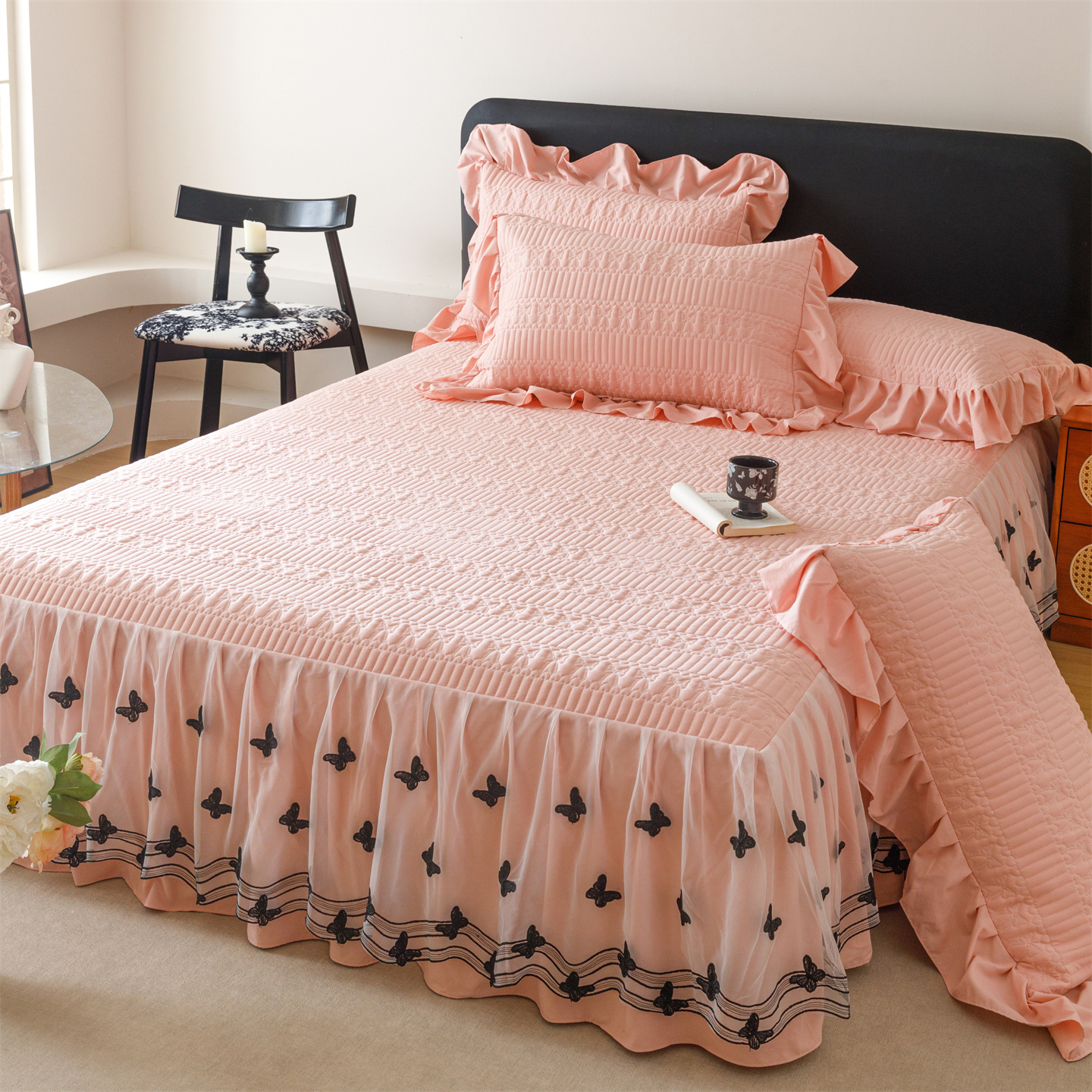 2026新款A类水洗棉床裙三件套-凝香系列