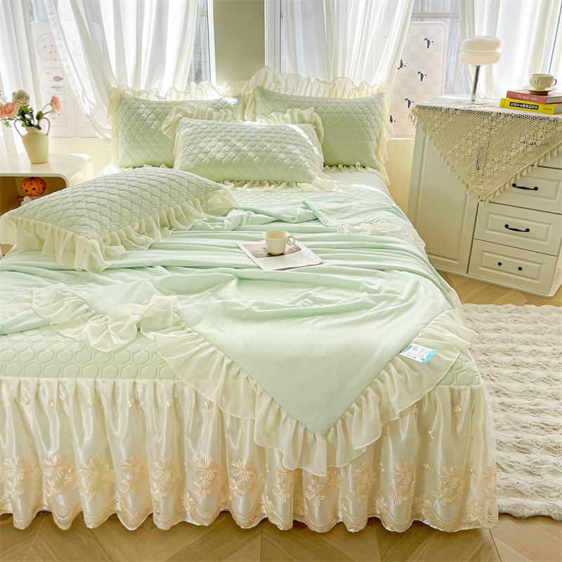 2026新款A类凉感丝夏被夏凉被空调被乳胶床裙席四件套-清风系列