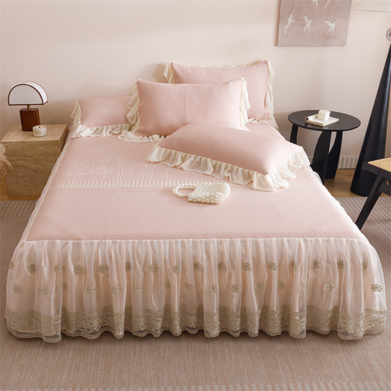 2026新款A类海洋丝凉感豆豆凉席床裙三件套-赫本