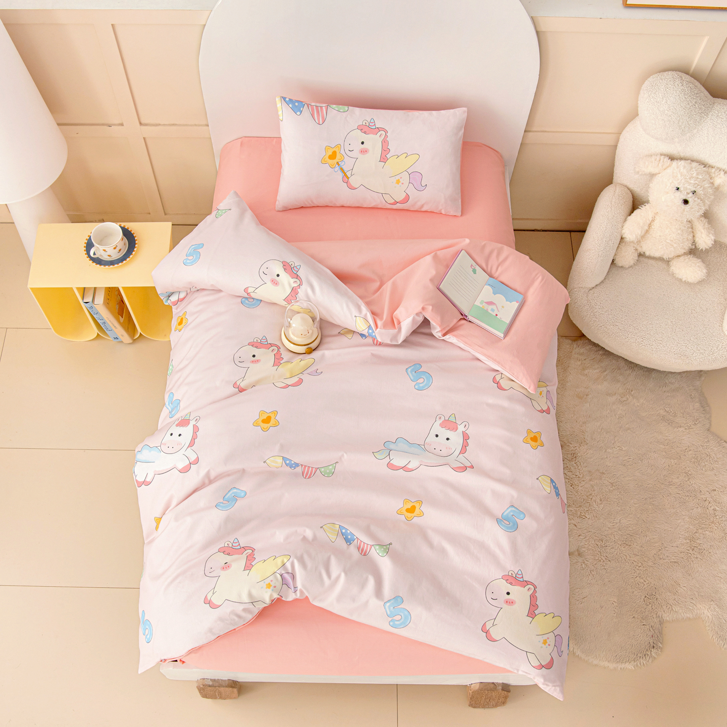 2026新款40S全棉数码印花-圆网系列幼儿园儿童套件 魔法飞马