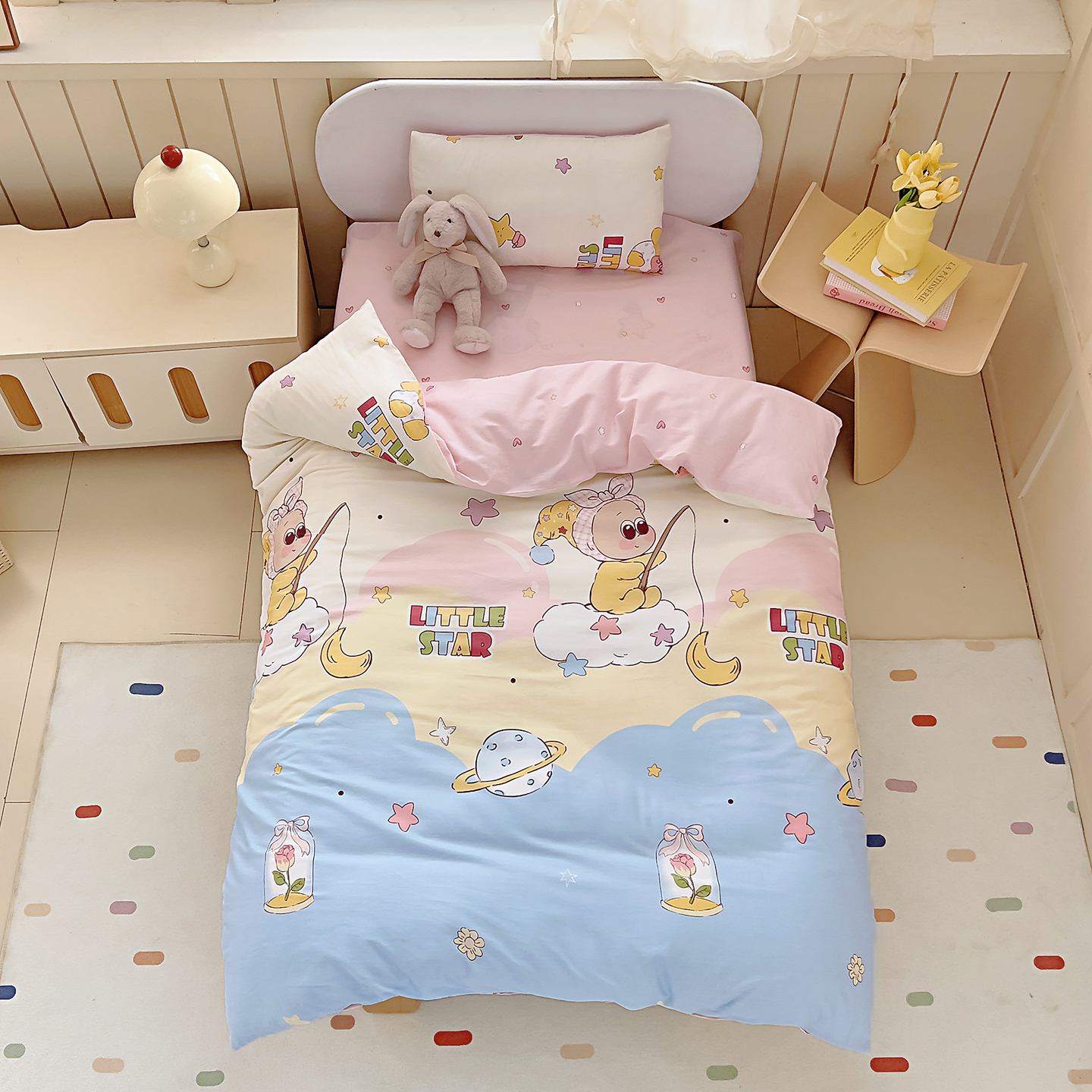 2026新款AB版全棉印花幼儿园三件套儿童午睡被宝宝入园含芯多件套 甜梦行星