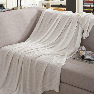 针织盖毯.沙发毯.休闲午睡毯.床尾巾-菱格毯子 180*200 白色菱格