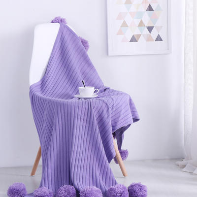 针织盖毯.沙发毯.休闲午睡毯.床尾巾-紫色 90*90cm 紫色