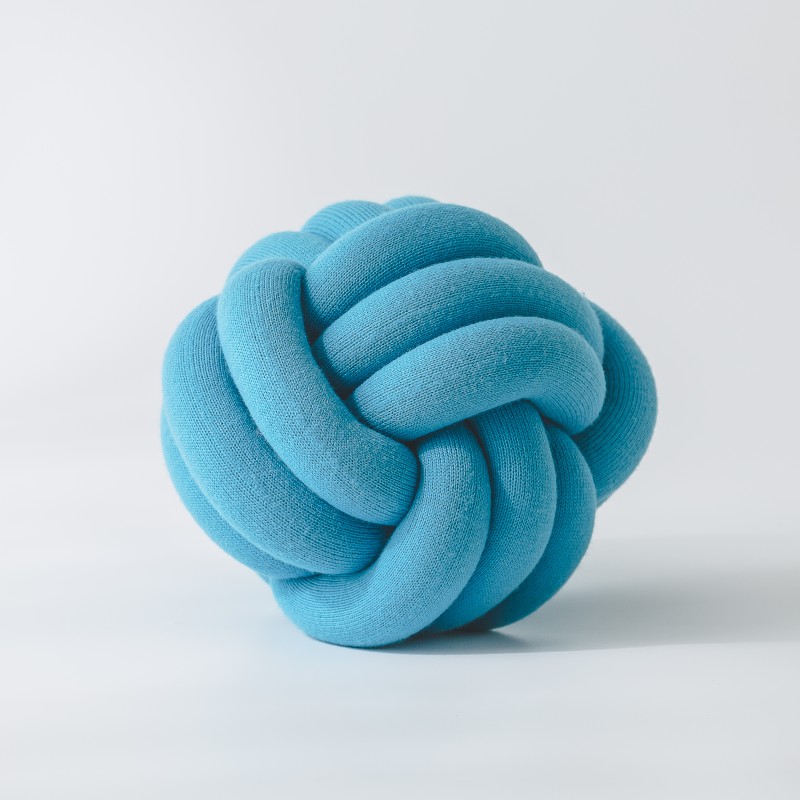 球形打结靠枕  ins风抱枕 直径25~30cm 蓝色