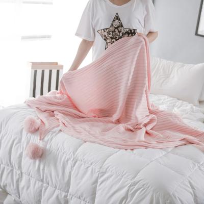 全棉针织四季毯 午睡毯 沙发毯 （大球毯) 90*90cm 粉色