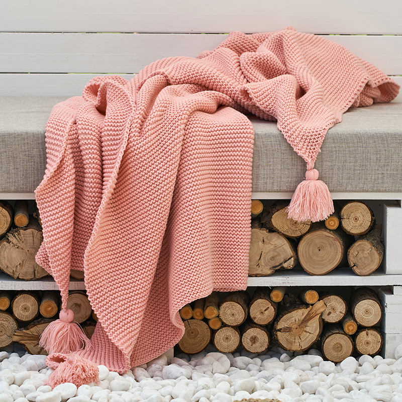 新款软装休闲午睡针织线毯--贝卡姆 130*160cm 贝卡姆 粉色