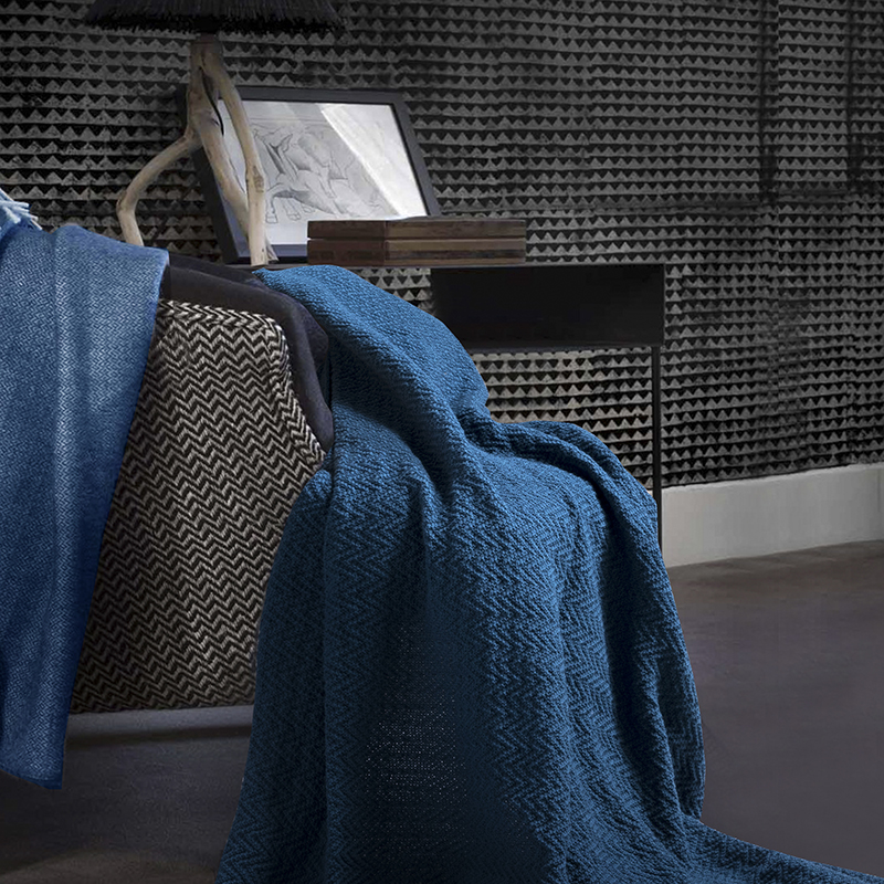 新款软装休闲针织线毯--卡尔德拉 130*160cm 海蓝