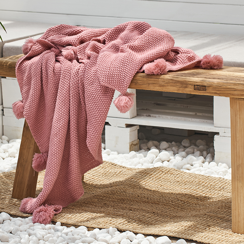 新款软装针织毯休闲午睡线毯--玛丽 130*160cm 粉色