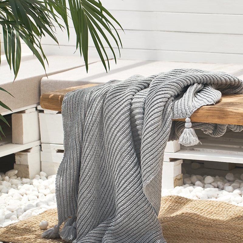 新款软装午睡休闲针织盖毯线毯--约洛斯 130*160cm 灰色