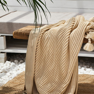 新款软装午睡休闲针织盖毯线毯--约洛斯 130*160cm 杏色