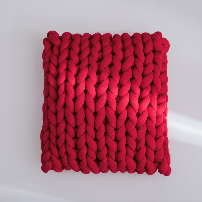 新款图瑞卡全棉手工方枕（（含芯不可拆）） 45x45cm 大红