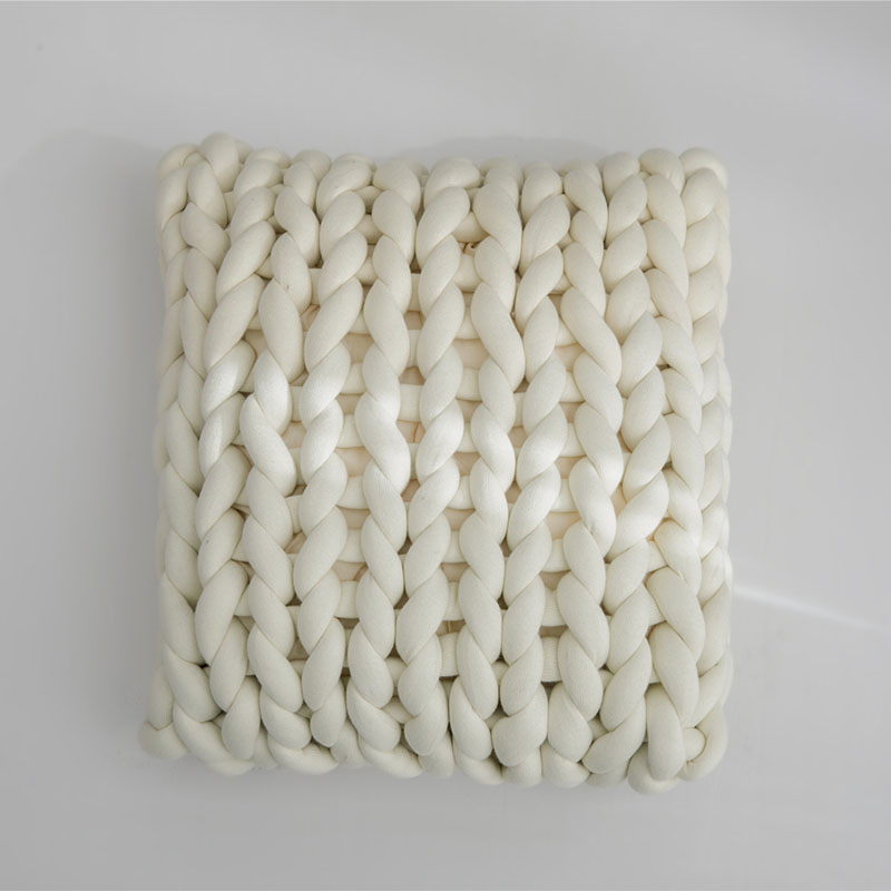 新款图瑞卡全棉手工方枕（（含芯不可拆）） 45x45cm 象牙白