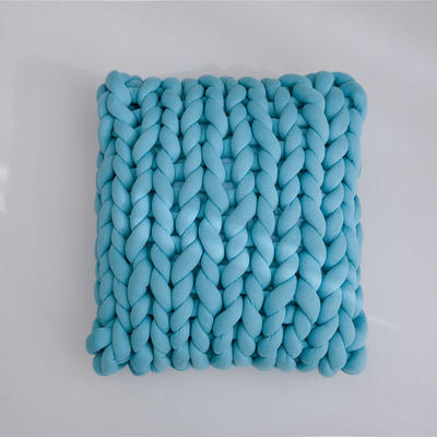 新款图瑞卡全棉手工方枕（（含芯不可拆）） 45x45cm 天蓝