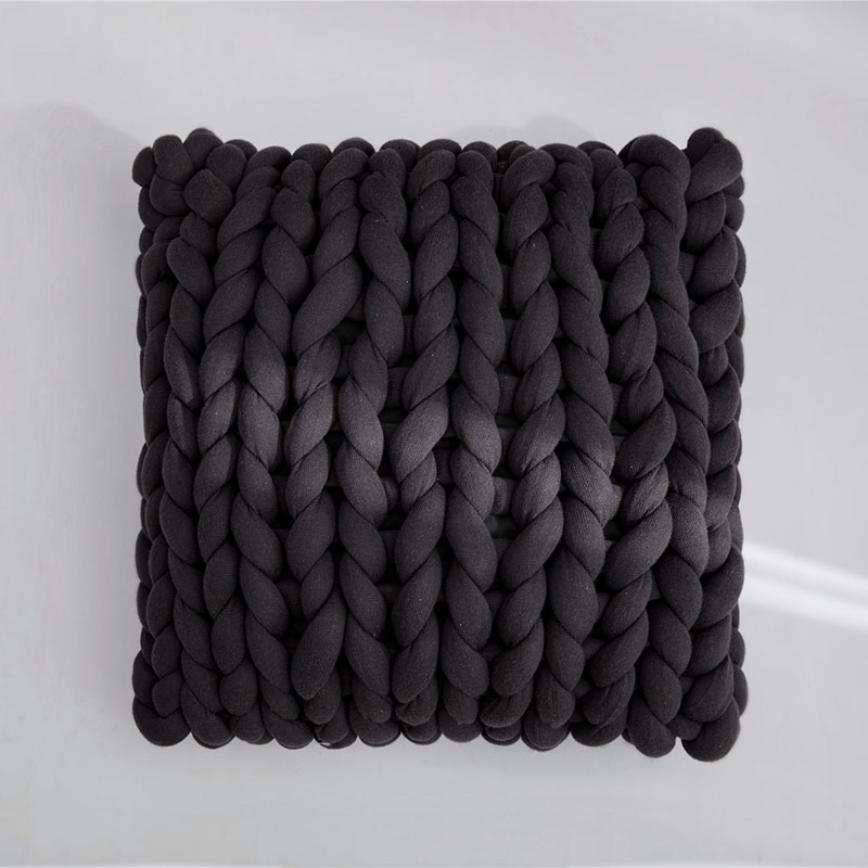新款图瑞卡全棉手工方枕（（含芯不可拆）） 45x45cm 碳灰
