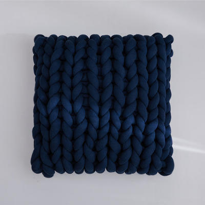 新款图瑞卡全棉手工方枕（（含芯不可拆）） 45x45cm 藏青