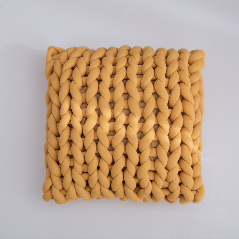 新款图瑞卡全棉手工方枕（（含芯不可拆）） 45x45cm 姜黄