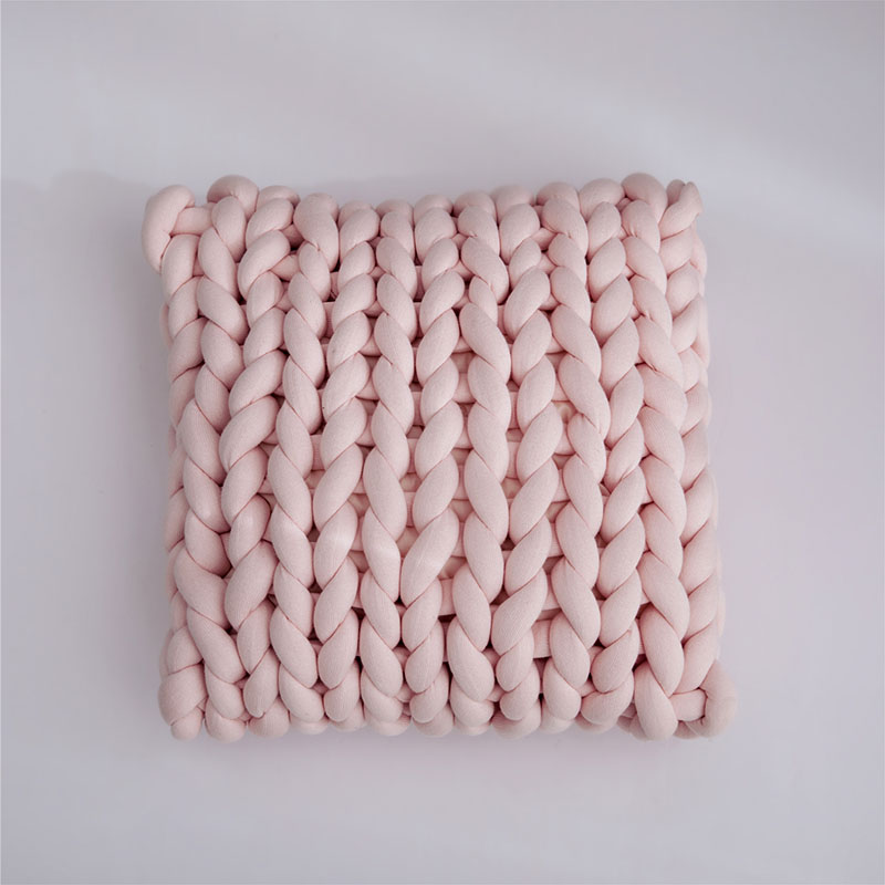 新款图瑞卡全棉手工方枕（（含芯不可拆）） 45x45cm 嫩粉