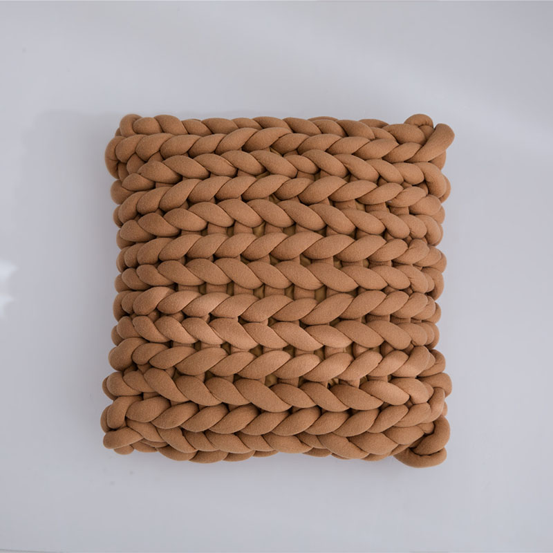 新款图瑞卡全棉手工方枕（（含芯不可拆）） 45x45cm 卡其