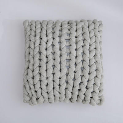 新款图瑞卡全棉手工方枕（（含芯不可拆）） 45x45cm 浅麻灰