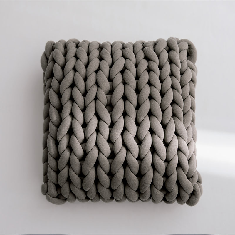 新款图瑞卡全棉手工方枕（（含芯不可拆）） 45x45cm 铁灰