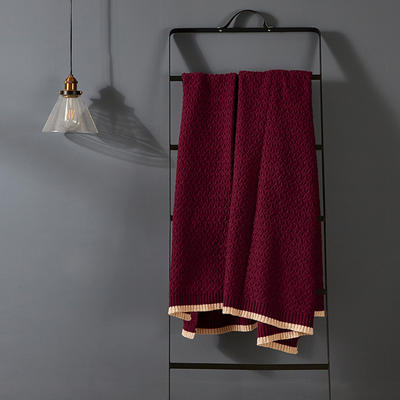 新款-空调休闲毯睡毯盖毯午睡盖毯若利卡羊毛混纺毯 130*160cm 酒红