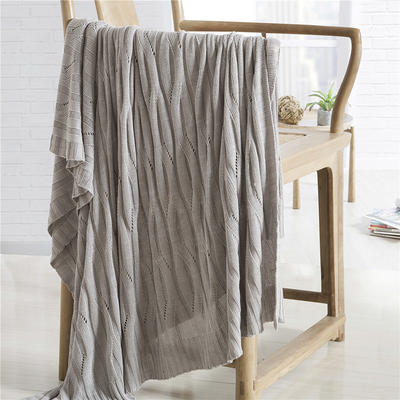 新款竹纤维毯冰丝毯凉感毯-波浪款 120*180cm 灰色