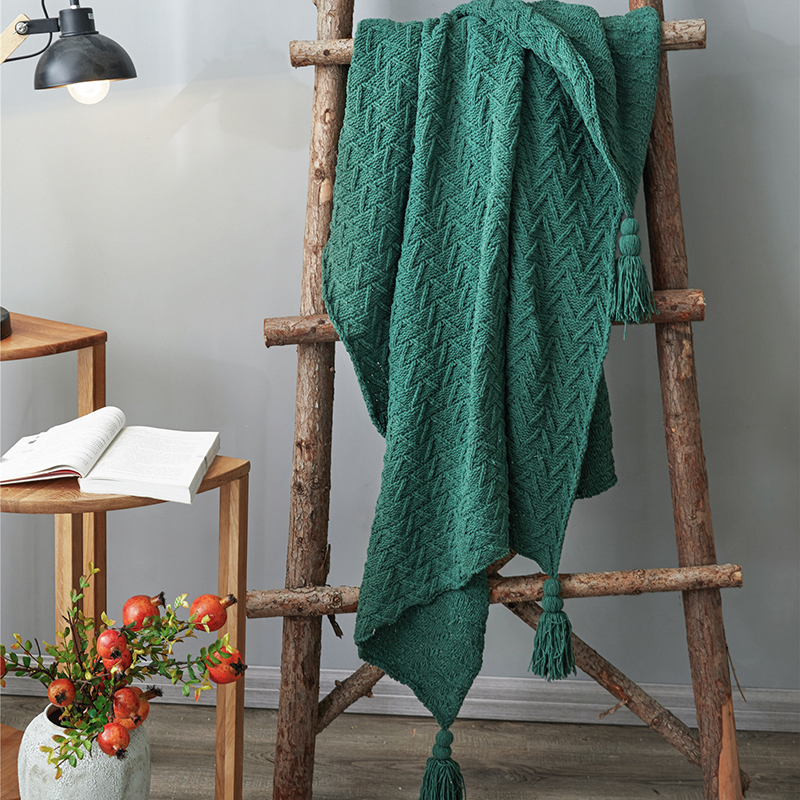 新款艾斯针织线毯 130cmx160cm 绿色