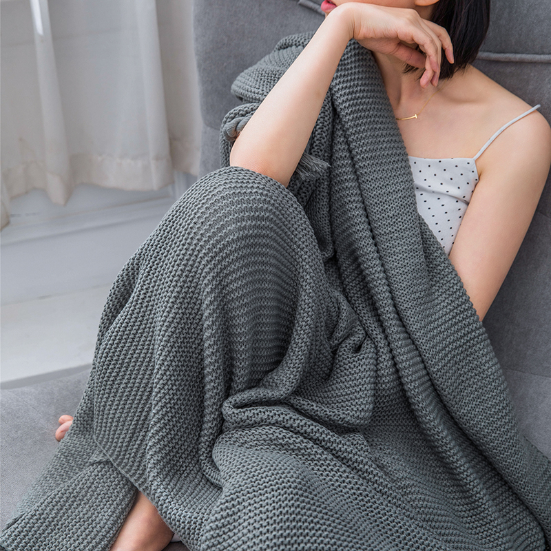 新款映曼毯子 针织毯 毯子 盖毯 软装搭毯 130*170cm 灰色