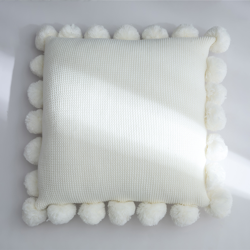 新款纯色球球花式抱枕靠枕-艾丽 45cmx45cm 白色