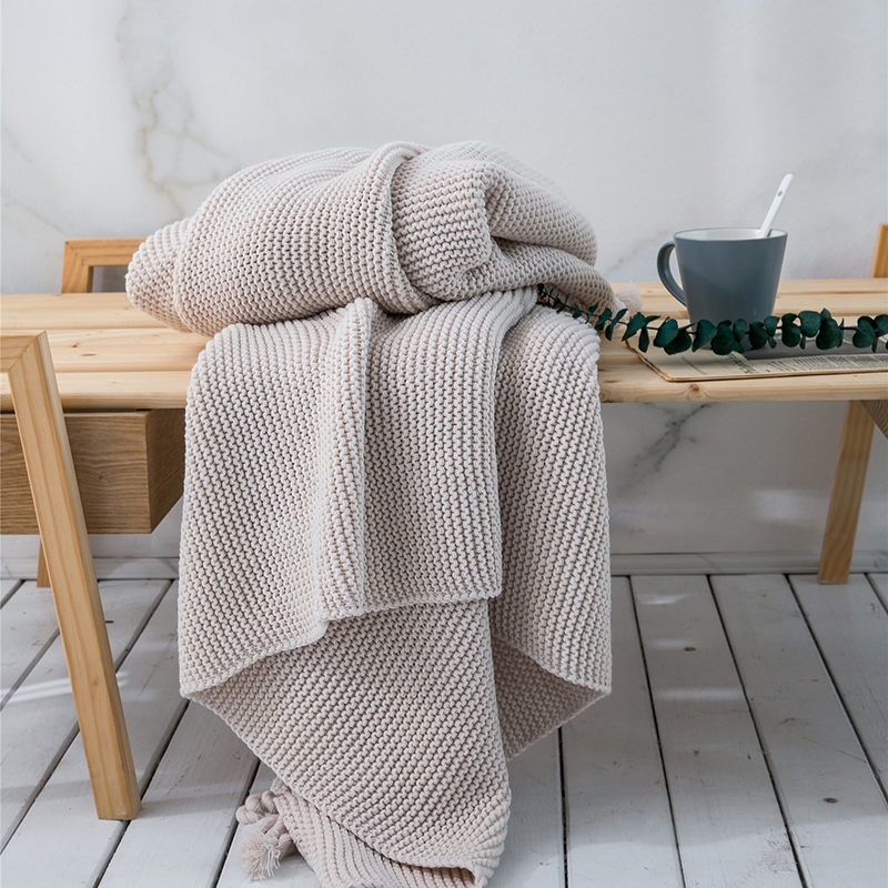 针织盖毯.沙发毯.休闲午睡毯.床尾巾-新款海的女儿系列毯子 130*170cm 米白