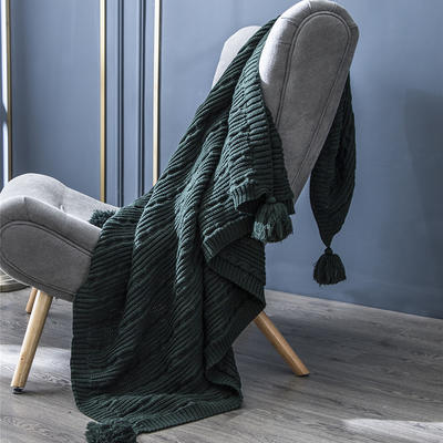 新款叙达恩盖毯 针织毯 毯子 盖毯 软装搭毯 盖毯130*160cm 墨绿