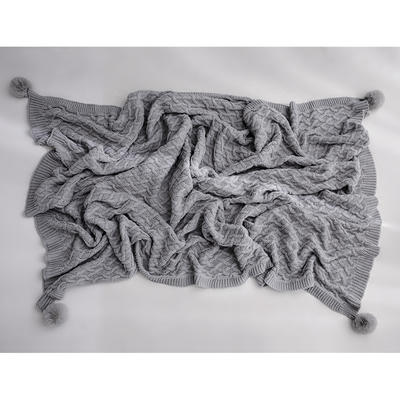 新款弗瑞思全棉针织线毯 针织毯 毯子 盖毯 软装搭毯 130*160cm 灰色