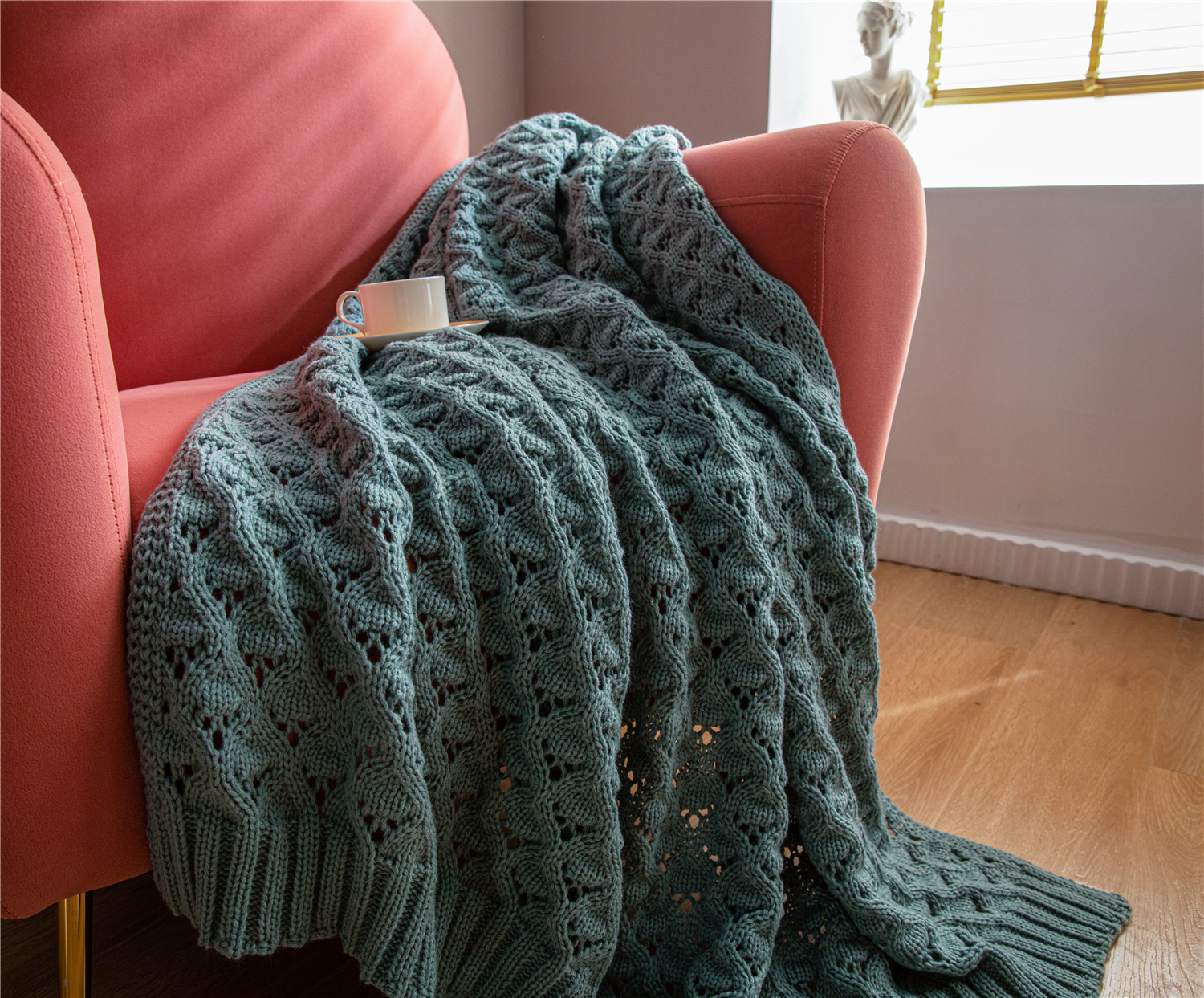 洛尔斯针织毯 针织毯 毯子 盖毯 软装搭毯 130*160cm 胡青