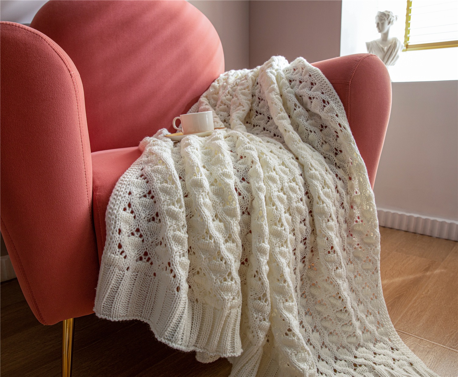 洛尔斯针织毯 针织毯 毯子 盖毯 软装搭毯 130*160cm 白色