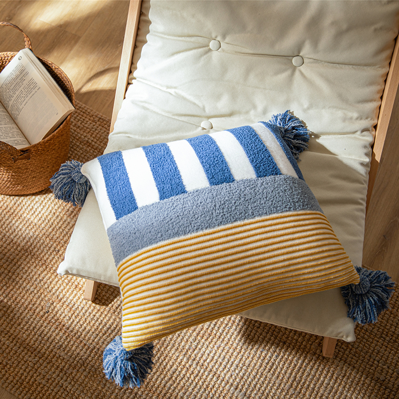 新款乐维格抱枕套靠枕、靠垫、方枕、方垫、午睡靠枕 45x45cm 海蓝